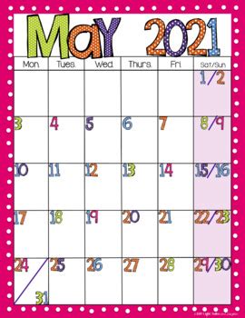 Free printable calendar 2021 template are available here in blank & editable format. Editable FREE Bright Polka Dot Monthly Calendars 2020-2021 ...