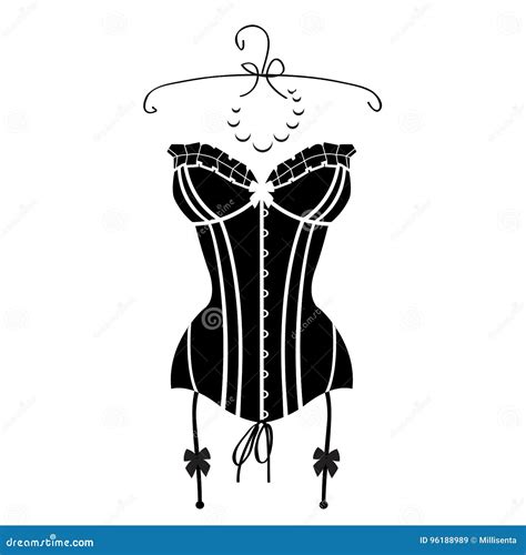 Lady S Black Vintage Corset Stock Vector Illustration Of Desire