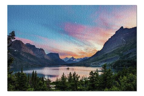 Glacier National Park Montana Beautiful Colorful Sunset Over St