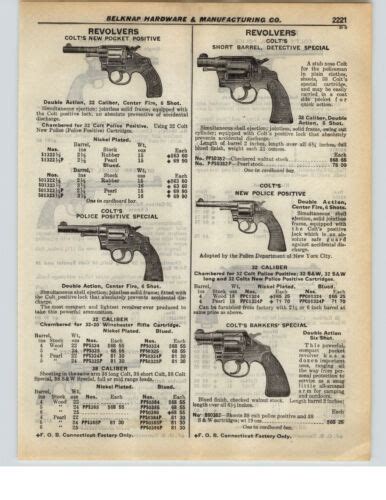 1937 Paper Ad Colts Pocket Positive New Model Police Bankers 2