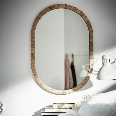 Made from natural brown woven rattan, which is the thin pliable stems of a palm tree, this accent mirror is a wonderful way to add light, a sense of space, and a unique shape into your living space. OPPHEM Mirror - rattan - IKEA in 2020 | Mirror, Rattan ...