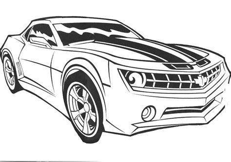 The coloring page shows few transformers surrounding a table with a big map. Car Of The Bumblebee Coloring Pages | Transformers ...