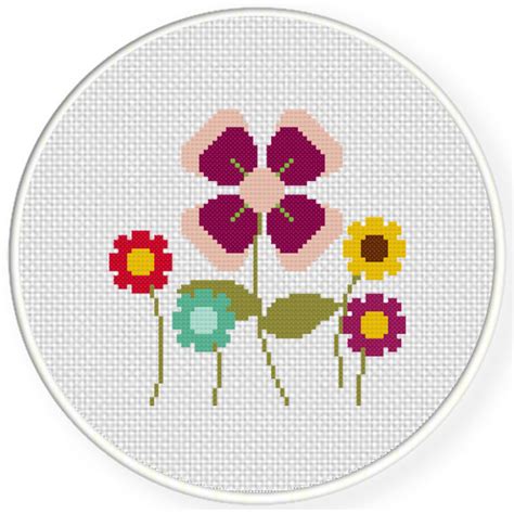 Charts Club Members Only: Pretty Simple Flowers Cross Stitch Pattern – Daily Cross Stitch
