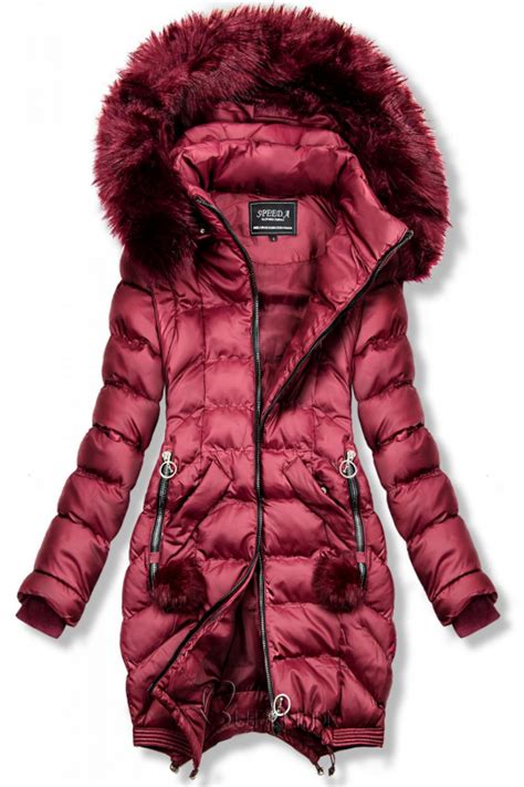 Vörös színű hosszított téli kabát/mellény