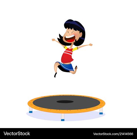 Cartoon Girl Jumping On Trampoline Royalty Free Vector Image