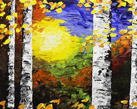 White Birch Tree Abstract Painting In Autumn 7 Photograph By Keith