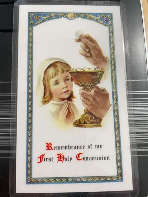 Holy Card Prayer Card Girl S First Communion Laminated With Prayer Picclick
