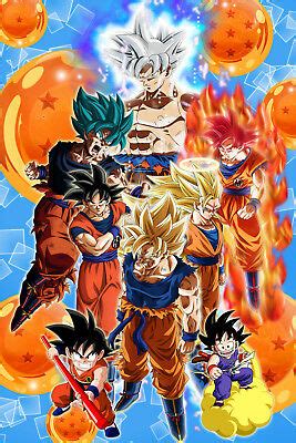 Dragon ball z poster, anime, son goku, son gohan, vegeta, trunks (character). Dragon Ball Z/Super Poster Goku from Kid to Ultra 12in x ...