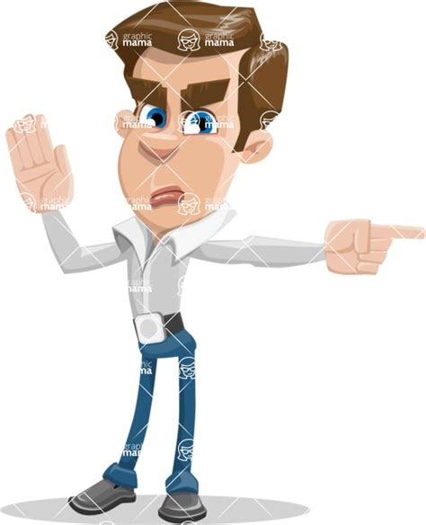 Male Cartoon Character 112 Illustrations Pointing With A Finger