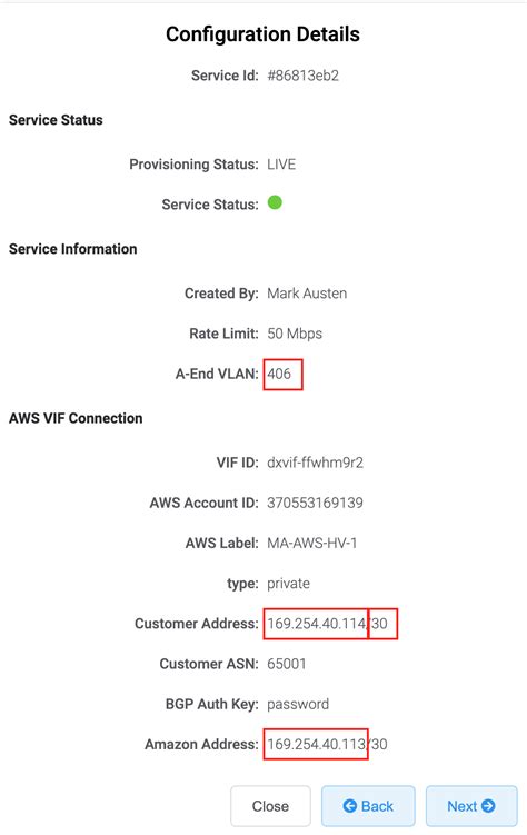 creating hosted vifs from mve to aws direct connect with vmware sd wan megaport documentation