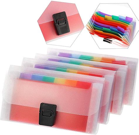 4 Pack Mini Document File A6 Rainbow Expanding File Folder 13 Pocket