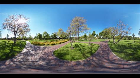 Summer Park Path Panoramic Landscape 360 Video Of Panoramic View