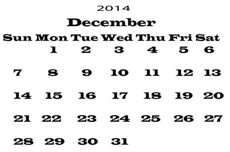 2014 Calendar December Template Free Stock Photo Public Domain Pictures