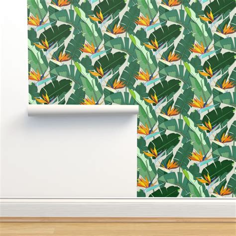 Paradise Blooms: Bird of Paradise Plant Wallpaper | Spoonflower
