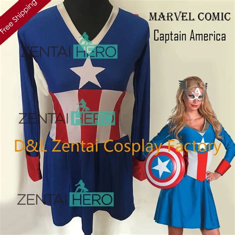 Free Shipping Dhl Halloween Costumes For Women Captain America Fancy