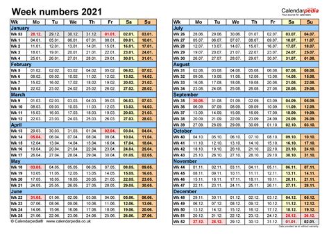 Week Numbers 2021 With Excel Word And Pdf Templates