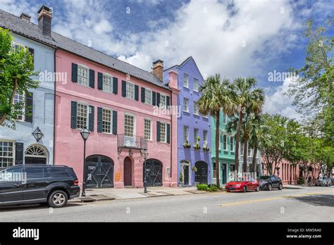 Rainbow Row Charleston South Carolina High Resolution Stock Photography