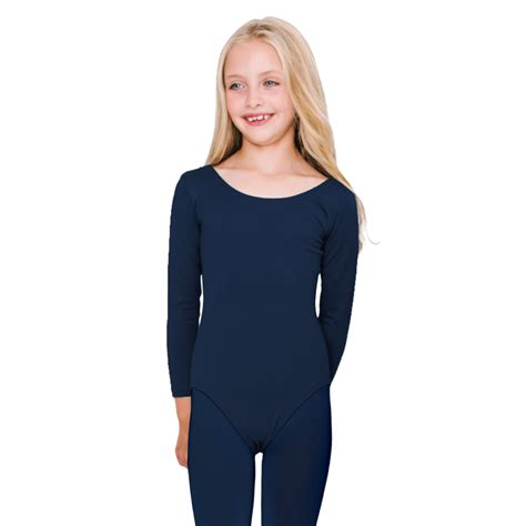 Navy Blue Long Sleeve Leotard For Toddler And Girls Gymnastics