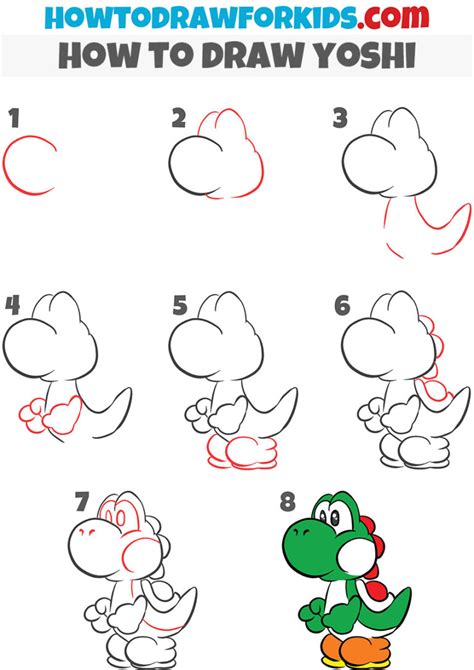 How To Draw Yoshi Easy Drawing Tutorial For Kids