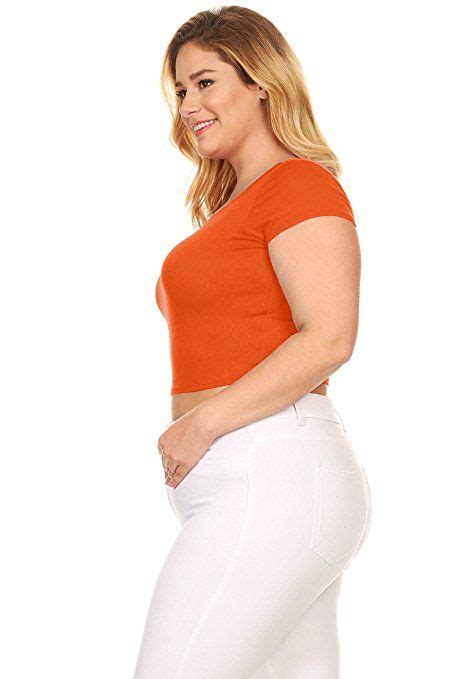 Simlu Plus Size Short Sleeve Crop Tops For Women Basic Crop Top T Shirt