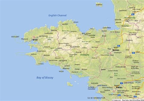Karta över Bretagne Karte Bretanha Brittany Artalis Vannes