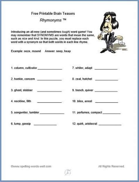 Printable brain teasers worksheets