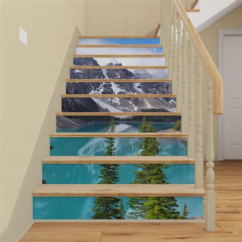 Morain Lake Stairs Mural Peel And Stick Stair Risers Decal 3d Etsy
