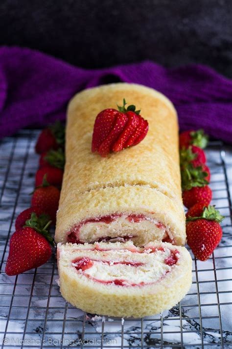 Strawberries And Cream Swiss Roll Marshas Baking Addiction