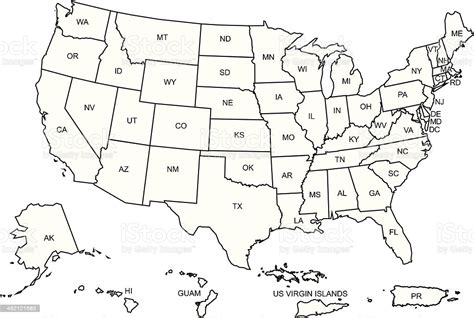 The national highway system includes the interstate highway system, which had a length of 46,876 miles as of 2006. Usa Map Outline With Its Territories Stock Illustration ...