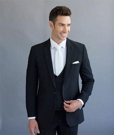 13:43:59 montagio mens suits sydney. Black lounge suit. Fitted one button suit. Three piece ...