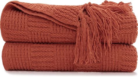 Recyco Chenille Knit Throw Blanket For Sofa 152x127cm Soft Cozy Burnt