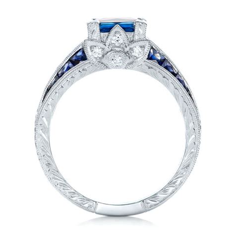 Custom Blue Sapphire And Diamond Engagement Ring 102163