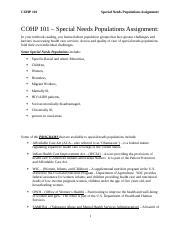 Special Needs Populations Assignment Docx Cohp Special Needs