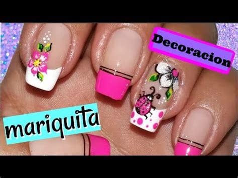 Las rayas y las figuras geométricas abstractas nunca pueden faltar este es muy sencillo y fácil es otra manera de hacer corazones en nail art. ♥Decoración de uñas Mariquita/Mariquita nail decoration ...