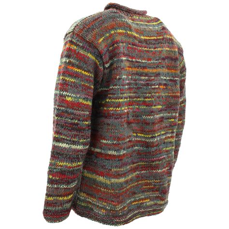 Wool Knit Space Dye Jumper Hippie Festival Chunky Winter Warm Sweater