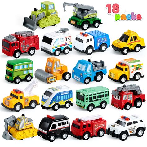 Buy JOYIN 18 Piece Pull Back City Cars and Trucks Toy Vehicles Set