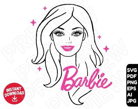 Barbie Head Svg