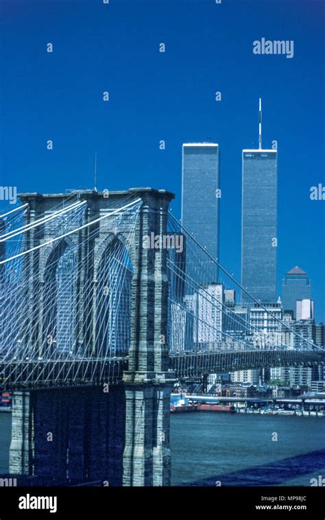 1988 Historical Twin Towers Brooklyn Bridge Downtown