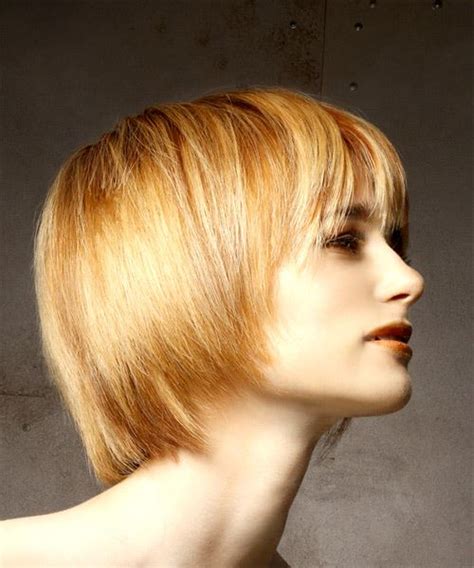 This sleek short bob is in trend for the past few years, and it never goes out of style. Short Straight Light Red Bob Haircut with Layered Bangs