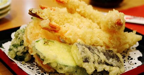 Tempura Japanese Dish Of Deep Fried Vegetables And Seafood