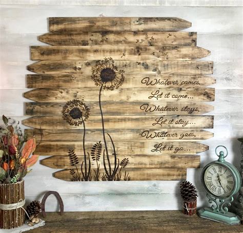 Dandelion Wall Art Large Square Flower Wood Picture Rustic Etsy In