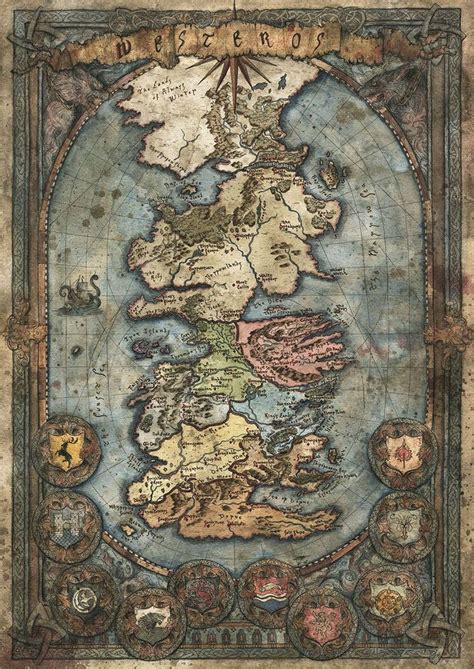 Westeros Map Game Of Thrones By FrancescaBaerald On DeviantArt Westeros Map Vintage Poster