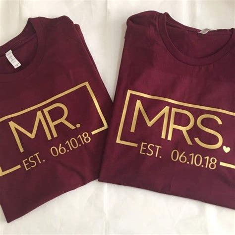 Mr And Mrs Custom Date Personalized T Shirt Matching Couples T Shirts Honeymoon Wedding
