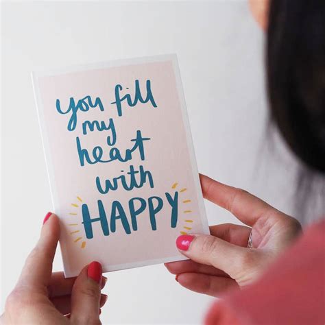 Fill My Heart With Happy Hand Lettered Valentines Card By Sweetlove