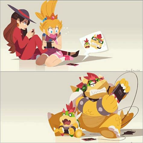 Game Night With Pauline Peach Bowser And Bowser Jr Art By Oxfruit