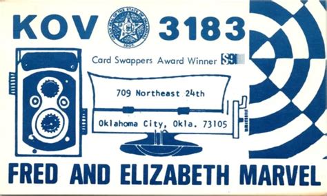 Vintage Qsl Cb Ham Amateur Radio Kov3183 Card Swappers Ok City Oklahoma 60s Cb38 999 Picclick