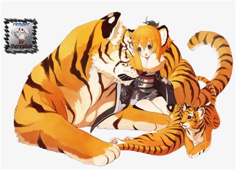 Download Render Girl Femme Neko Tiger Tiger Girl Anime Png