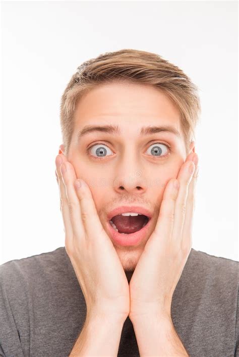 Close Up Photo Of Shocked Man Touching His Face Stock Photo Image Of