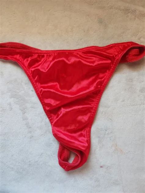 vtg victoria secret second skin satin red stretch thong panty sissy size s 70 00 picclick