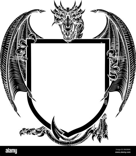 Dragon Crest Heraldic Coat Of Arms Shield Emblem Stock Vector Image